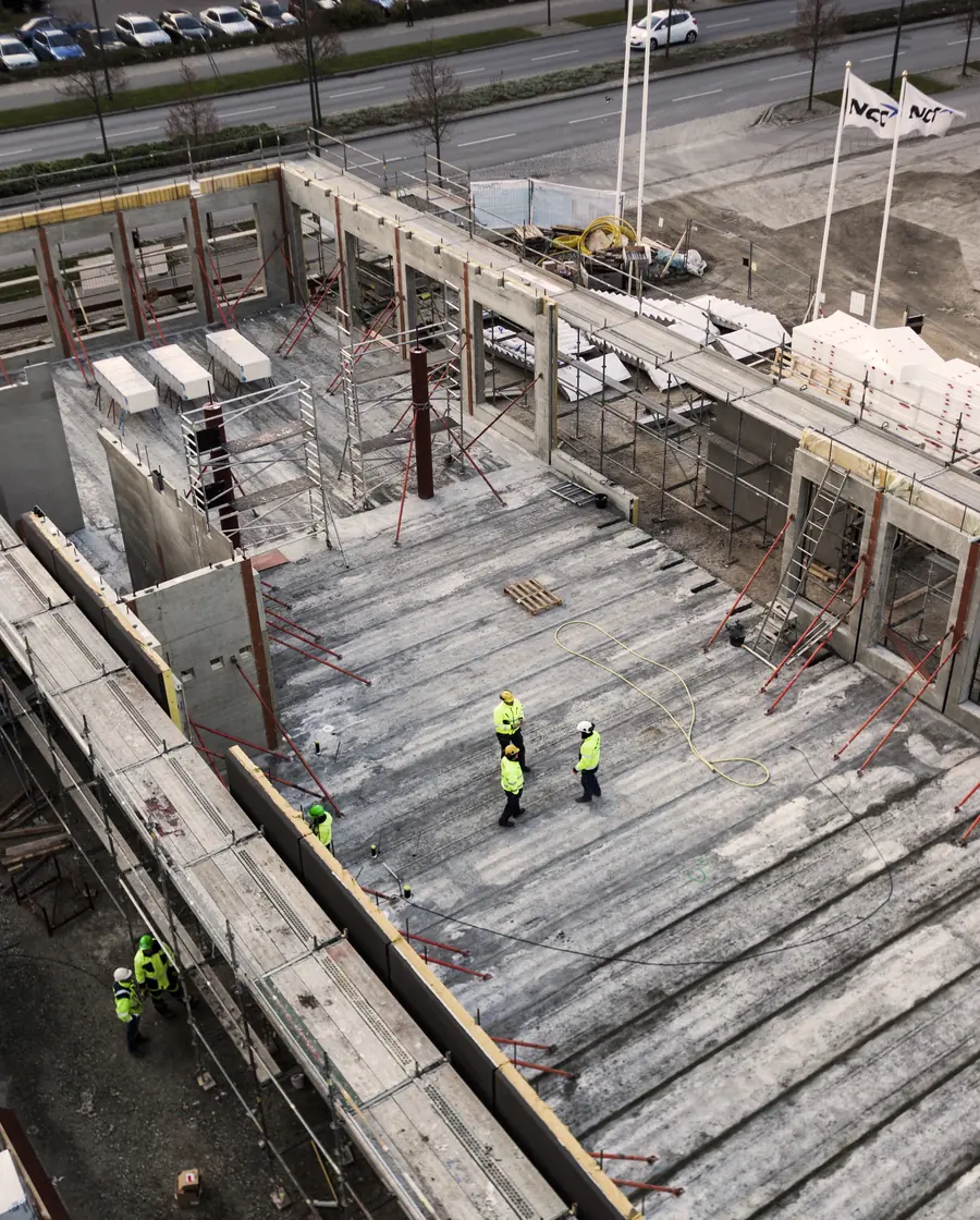Construction site seen from above during works